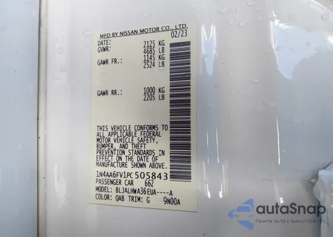 2023 Nissan Maxima Platinum Xtronic Cvt from USA, damaged, VIN 1N4AA6FV1PC505843